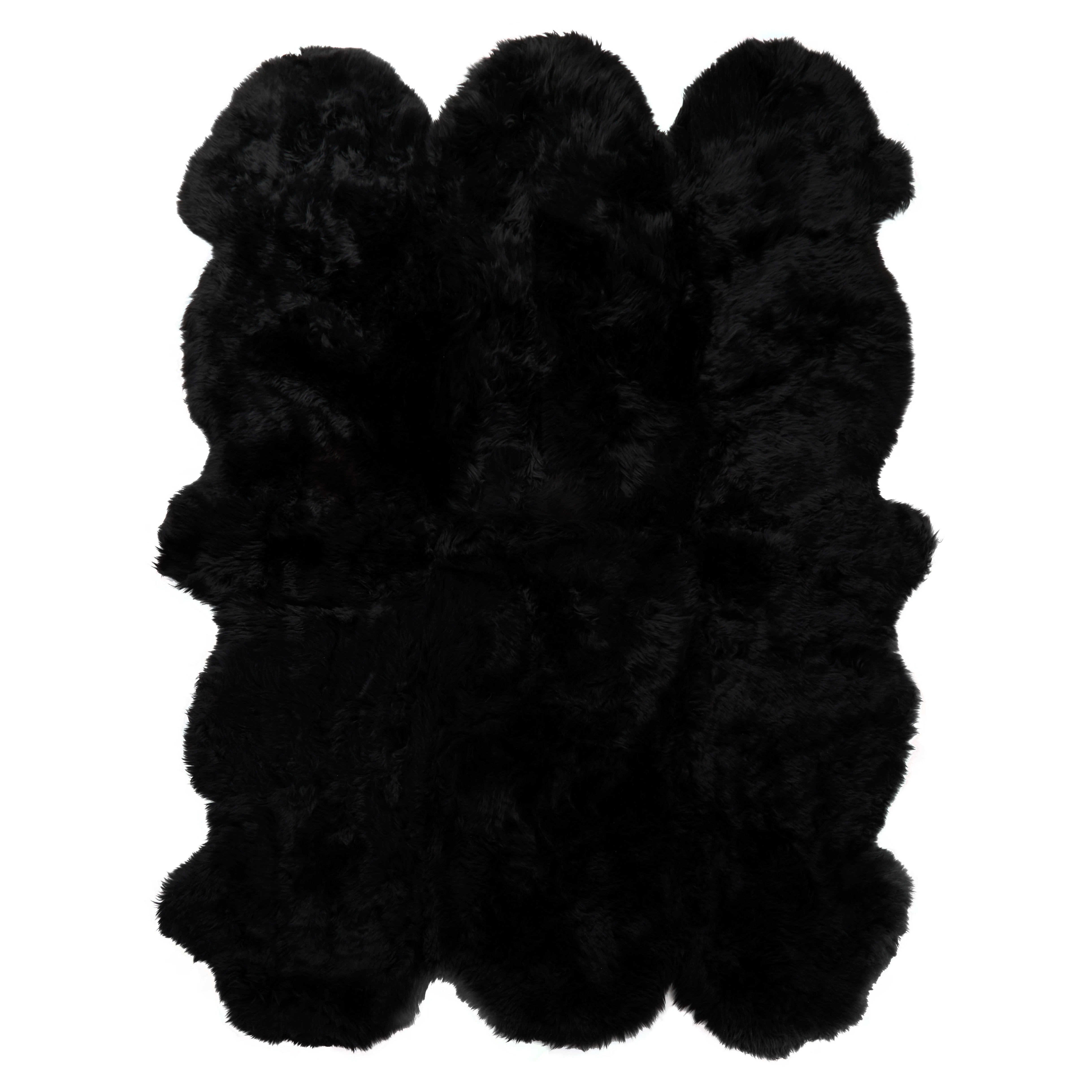 Sextuple Black Sheepskin Rug